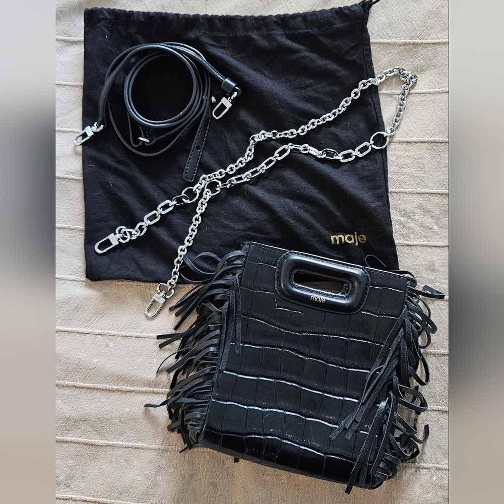 Maje Fringe Crossbody Purse